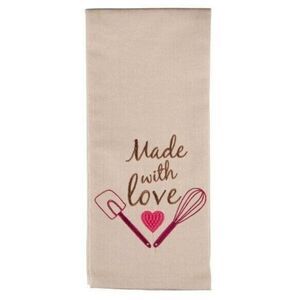 Made with Love Kitchen Tea Towels Embroidered Set of 2 Kitchen Utensil Design